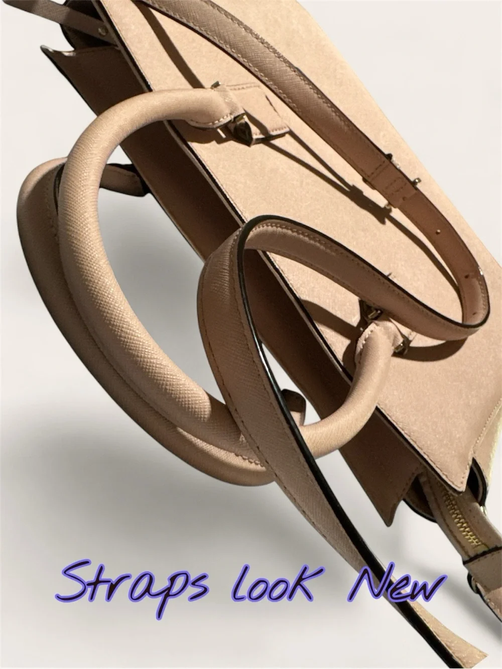 KS Pink Leather Tote Gold Hardware